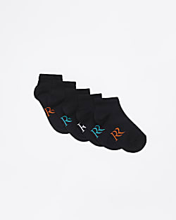 Mini boys black Ribbed trainer socks 5 pack