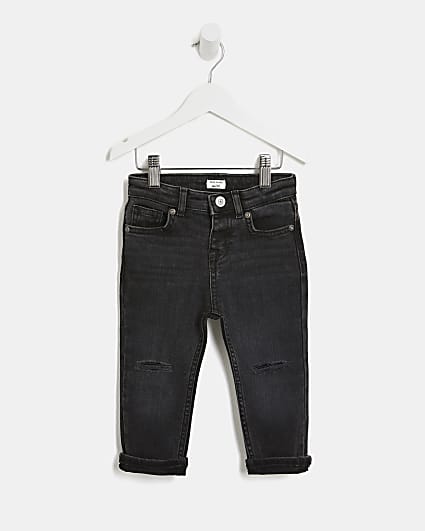 Mini boys black ripped regular fit jeans