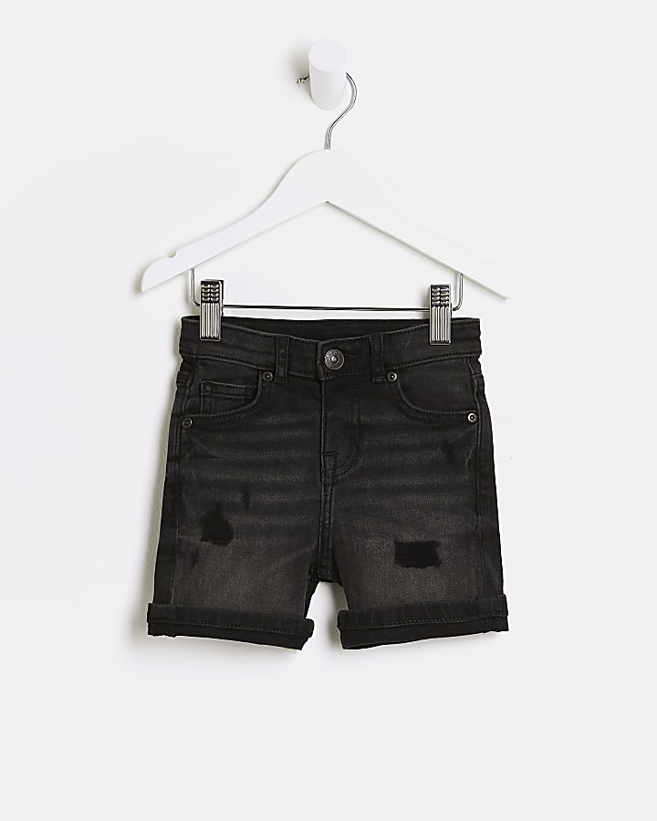 Mini boys black ripped shorts
