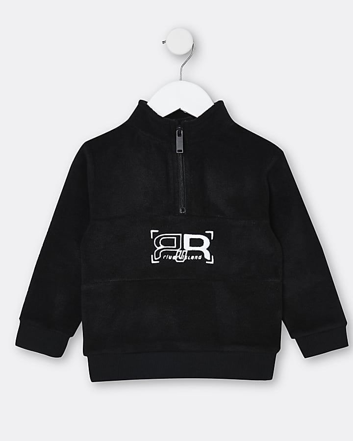 Mini boys black RIR fleece sweatshirt