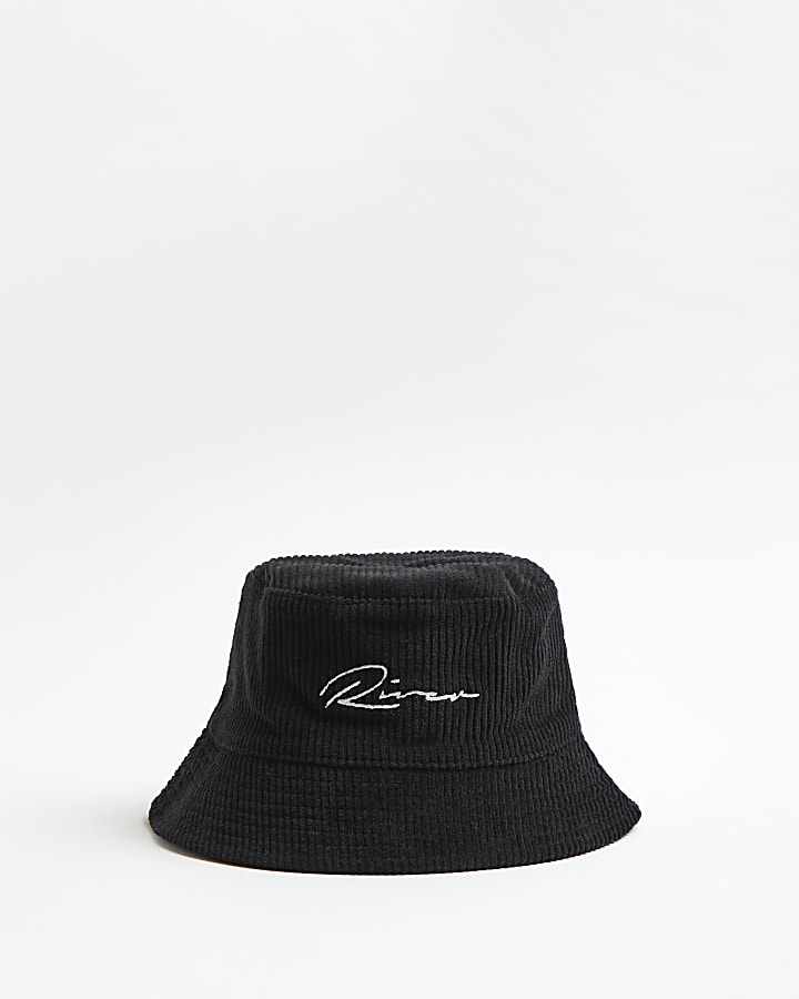 Mini boys black River cord bucket hat