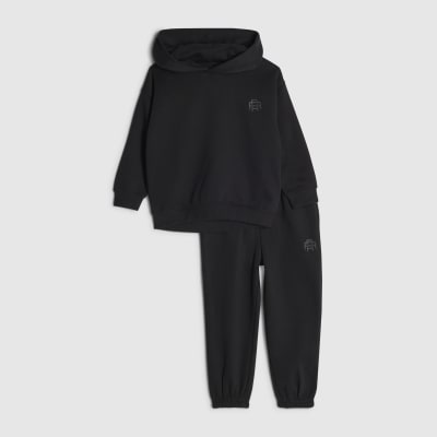 Mini Boys Black RR Hoodie And Joggers Set