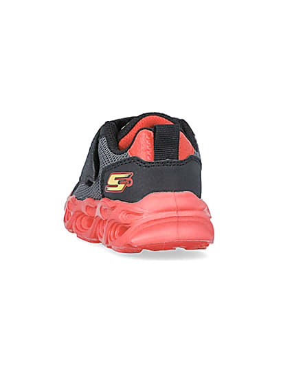 360 degree animation of product Mini Boys Black Skechers Flame Trainers frame-8
