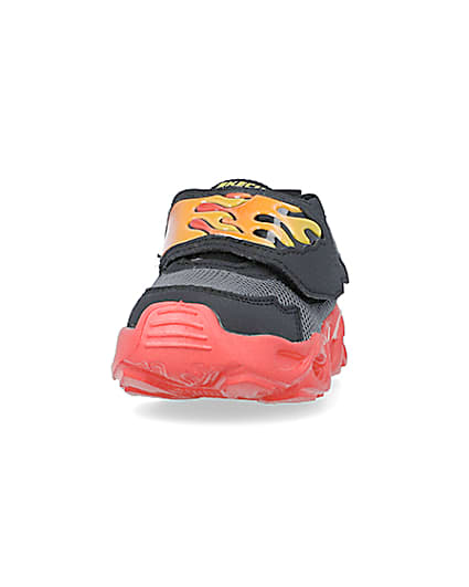 360 degree animation of product Mini Boys Black Skechers Flame Trainers frame-22