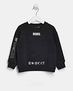Mini Boys Black Sonic Textured Sweatshirt
