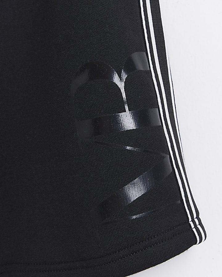 Mini Boys Black Sporty Side Stripe Shorts