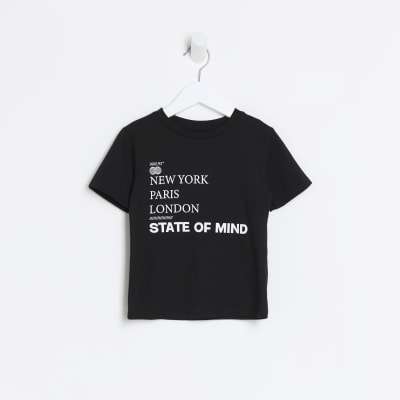 Mini boys black state of mind graphic t-shirt
