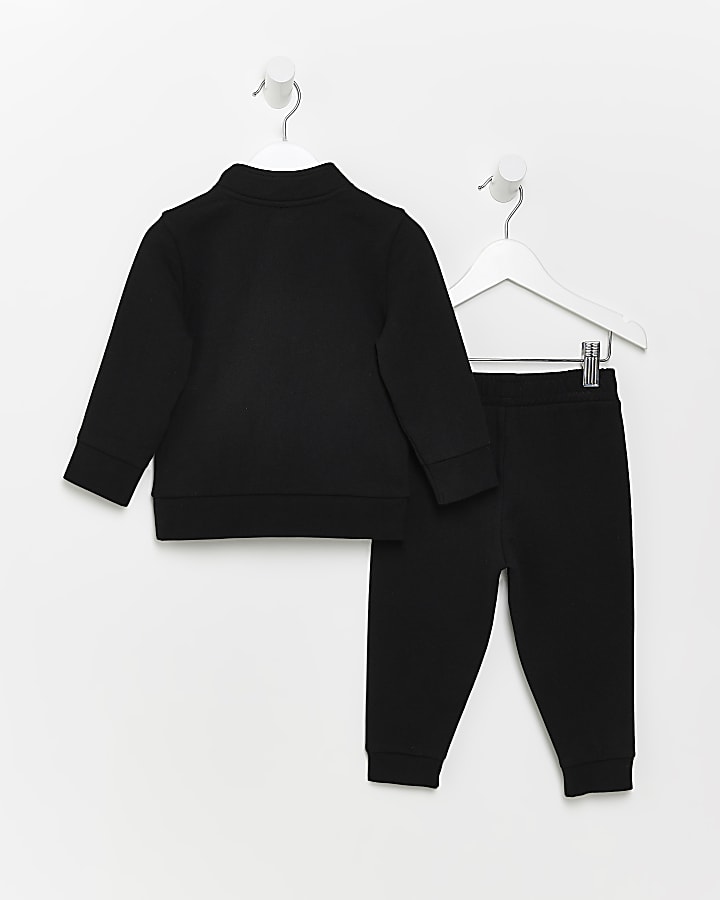 Mini boys black sweatshirt and jogger outfit