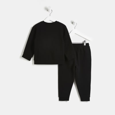 Mini Boys Black Sweatshirt and Joggers Set