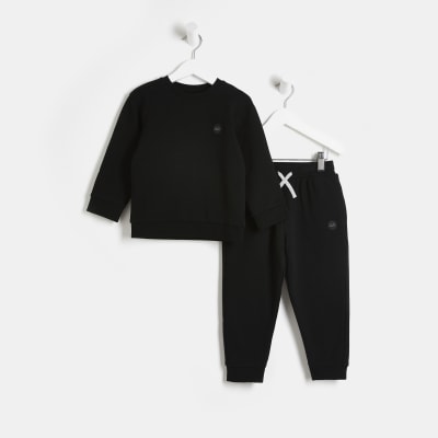 Mini Boys Black Sweatshirt and Joggers Set