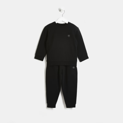 Mini Boys Black Sweatshirt and Joggers Set