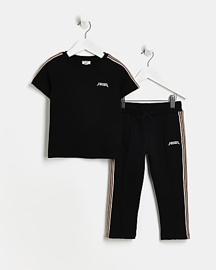 Mini Boys Black Taped T-shirt and Jogger Set