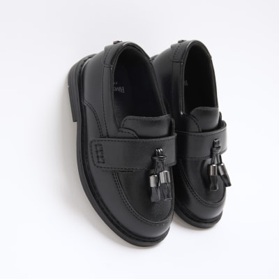 Mini boys black tassel loafers River Island