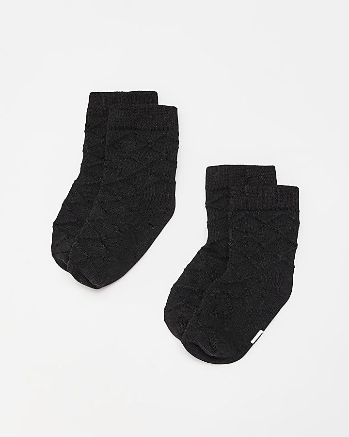 Mini boys textured smart socks 2 pack River Island Boys Clothing Underwear Socks 
