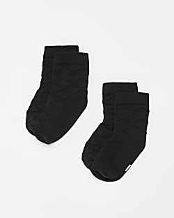 Mini boys black textured smart socks 2 pack