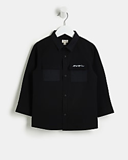 Mini boys black Utility long sleeve Shirt