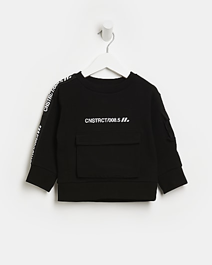 Mini boys black utility sweatshirt