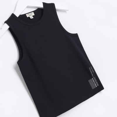 Mini Boys Black Vest Top