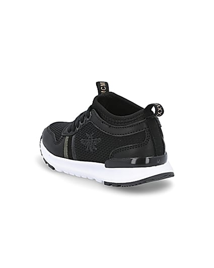 360 degree animation of product Mini boys black wasp runner trainers frame-6