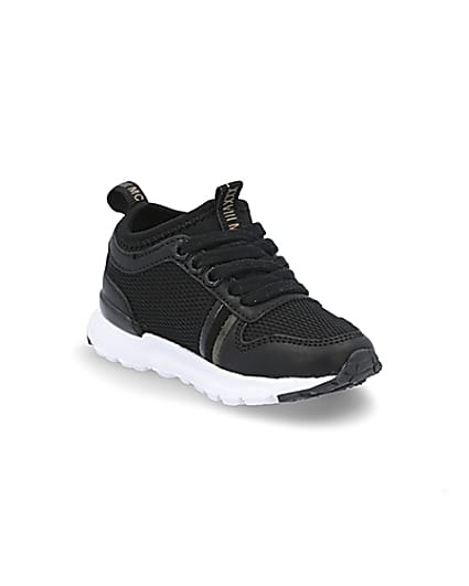 360 degree animation of product Mini boys black wasp runner trainers frame-18
