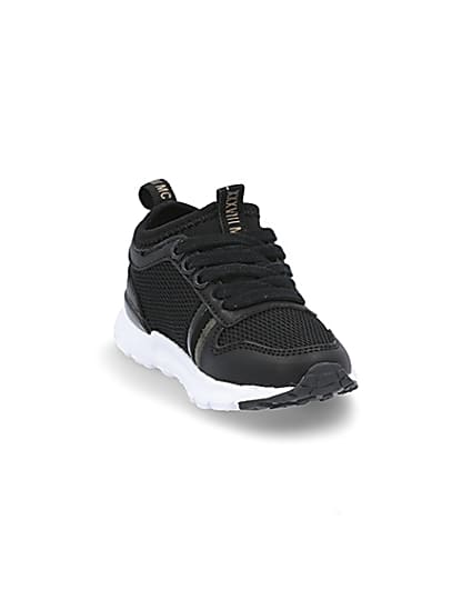 360 degree animation of product Mini boys black wasp runner trainers frame-19