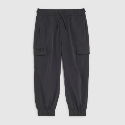 Mini Boys Black Zip Cargo Trousers