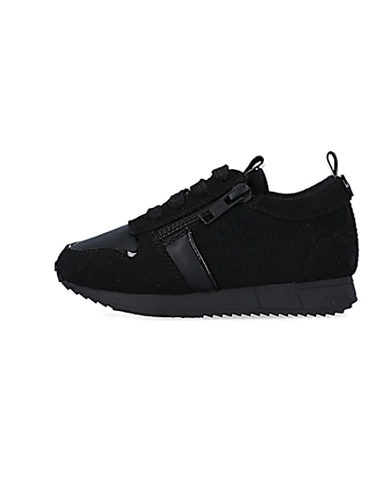 360 degree animation of product Mini Boys Black Zip detail Trainers frame-3