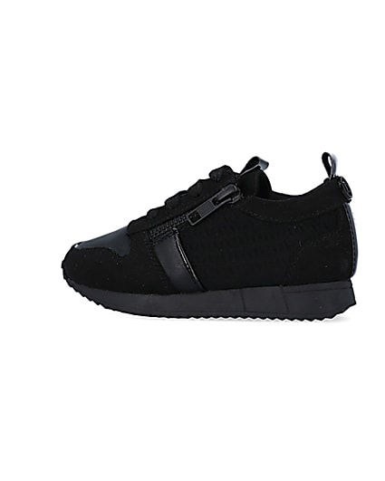 360 degree animation of product Mini Boys Black Zip detail Trainers frame-4