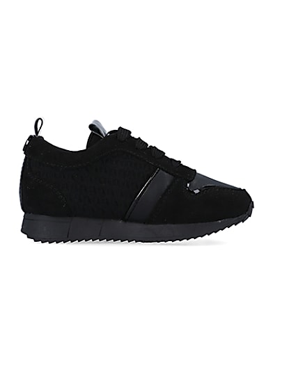 360 degree animation of product Mini Boys Black Zip detail Trainers frame-15