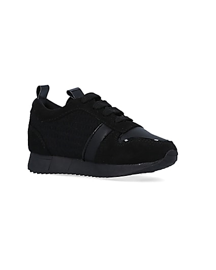 360 degree animation of product Mini Boys Black Zip detail Trainers frame-17