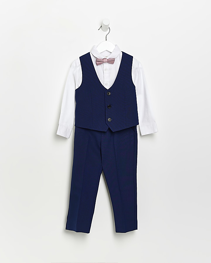 Mini boys Blue 3 piece Suit Set