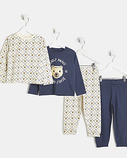 Mini Boys Blue Bear Pyjamas 2 Pack