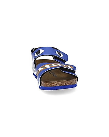 360 degree animation of product Mini boys blue Birkenstock monster sandals frame-20
