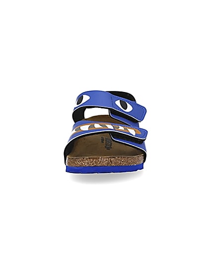 360 degree animation of product Mini boys blue Birkenstock monster sandals frame-21