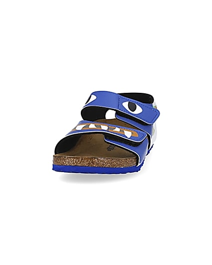 360 degree animation of product Mini boys blue Birkenstock monster sandals frame-22