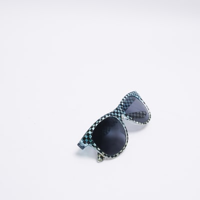 Mini Boys Blue Checkerboard Sunglasses