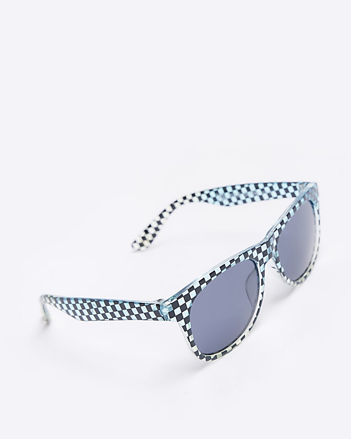 Mini Boys Blue Checkerboard Sunglasses