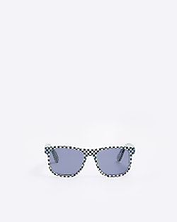Mini Boys Blue Checkerboard Sunglasses