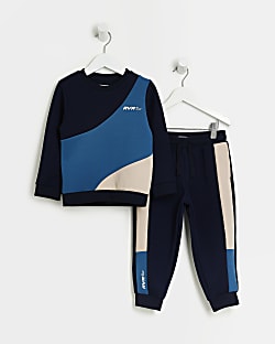 Mini Boys blue Colour block tracksuit Outfit