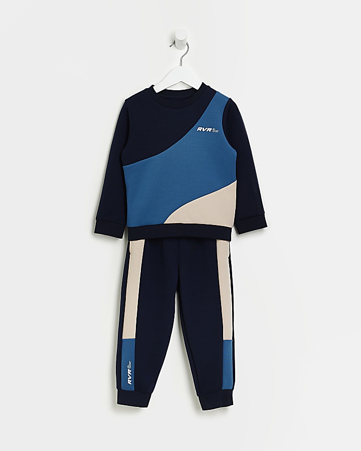 Mini Boys blue Colour block tracksuit Outfit