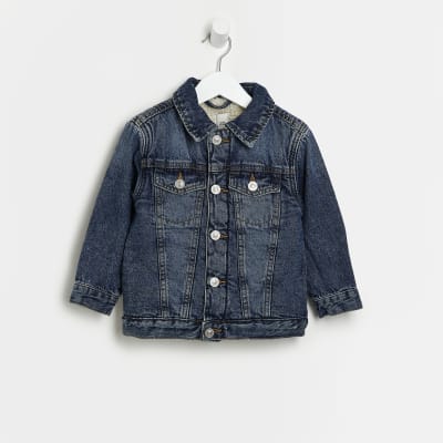 Boys borg collar sales denim jacket