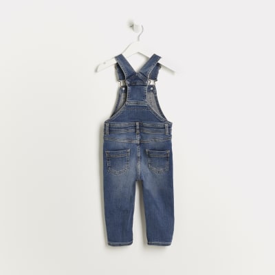 Mini boys blue denim dungarees