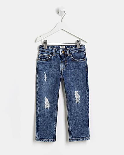 Mini Boys Blue Denim Ripped Jeans