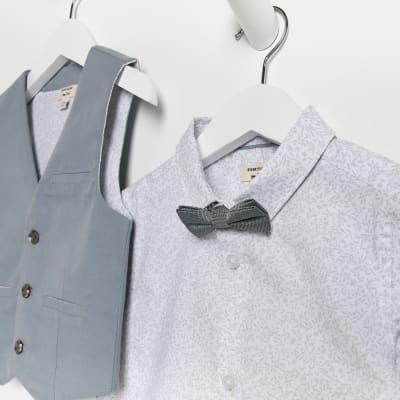 Mini boys blue dusky 4 piece tailored suit