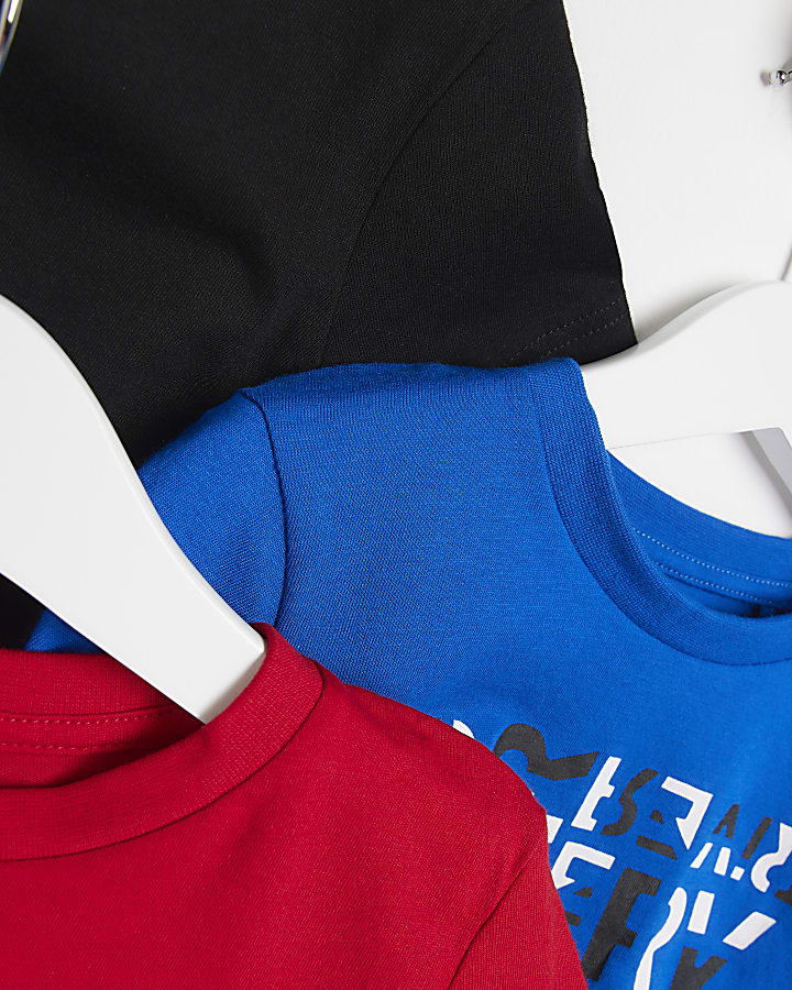 Mini boys Blue graphic print t-shirt 5 Pack