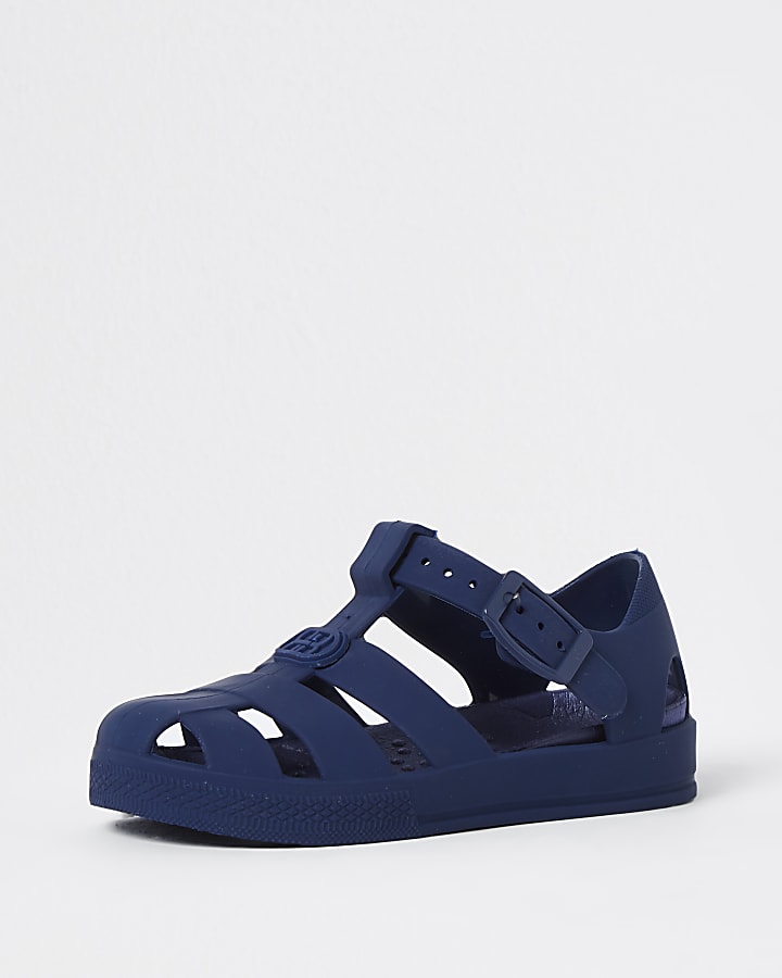 Mini boys blue jelly caged sandals