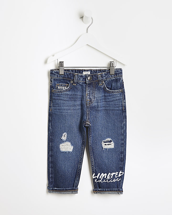 Mini boys blue Limited Edition ripped jeans