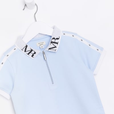 Mini Boys Blue Maison Riviera Logo Polo Shirt