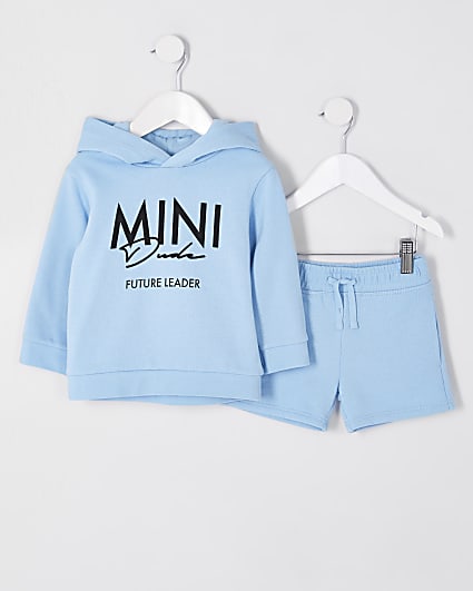 Mini boys blue 'Mini Dude' hoodie outfit