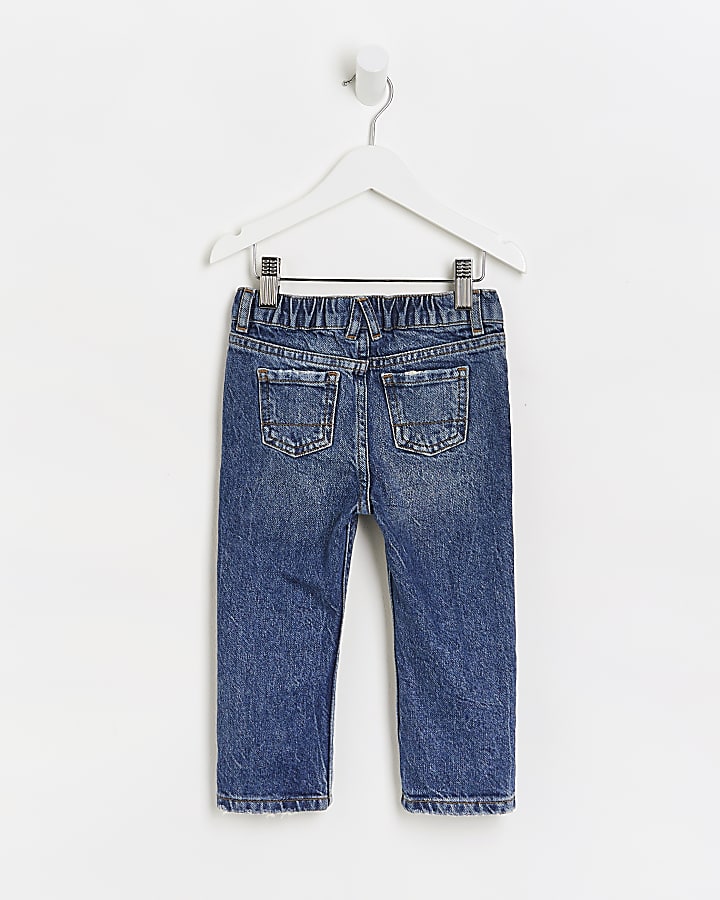 Mini boys blue patchwork regular fit jeans